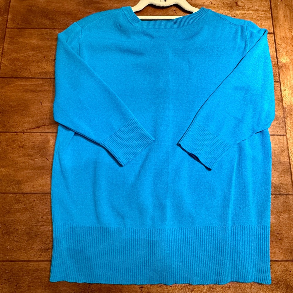 Fresh Twist Blue 3/4 Sleeve Cardigan‎ & Sleeveless Sweater Top Women's Size L - Picture 3 of 16